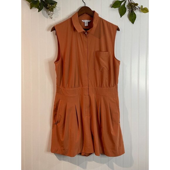 Athleta Womens Sleeveless Rust Orange Romper Size 14 - Picture 14 of 15